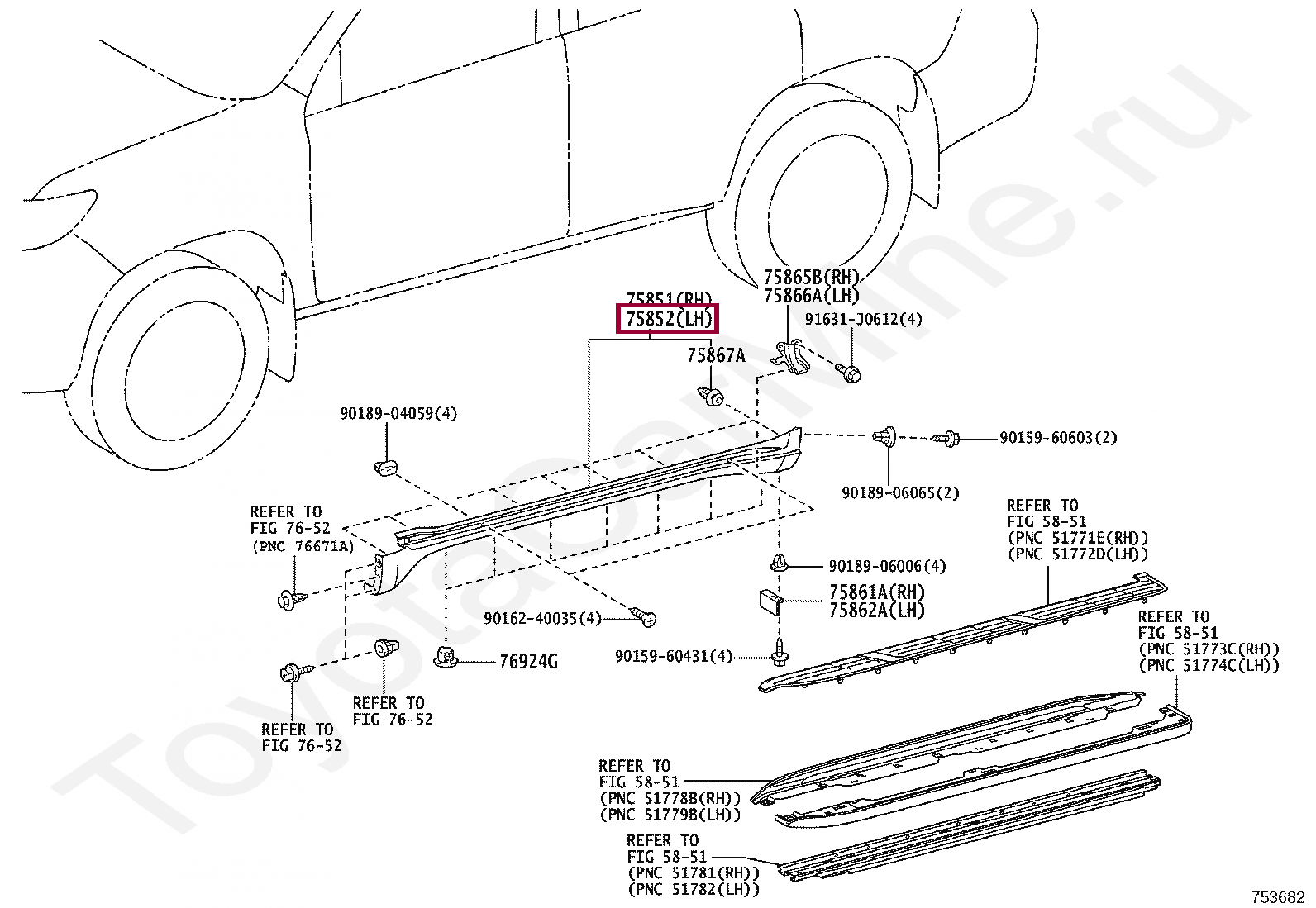 MOULDING, ROCKER PANEL, LH MOULDING, ROCKER PANEL, LH 7580660050C0