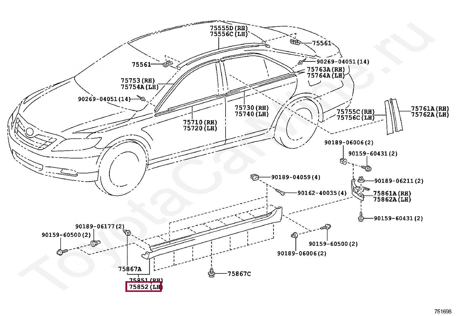 MOULDING, ROCKER PANEL, LH MOULDING, ROCKER PANEL, LH 7586033030C0