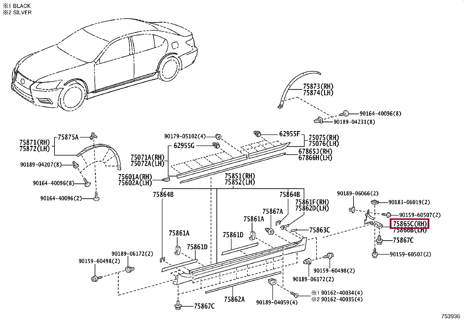 PROTECTOR, ROCKER PANEL MOULDING, NO.5 PROTECTOR, ROCKER PANEL MOULDING, NO.5 7586550130