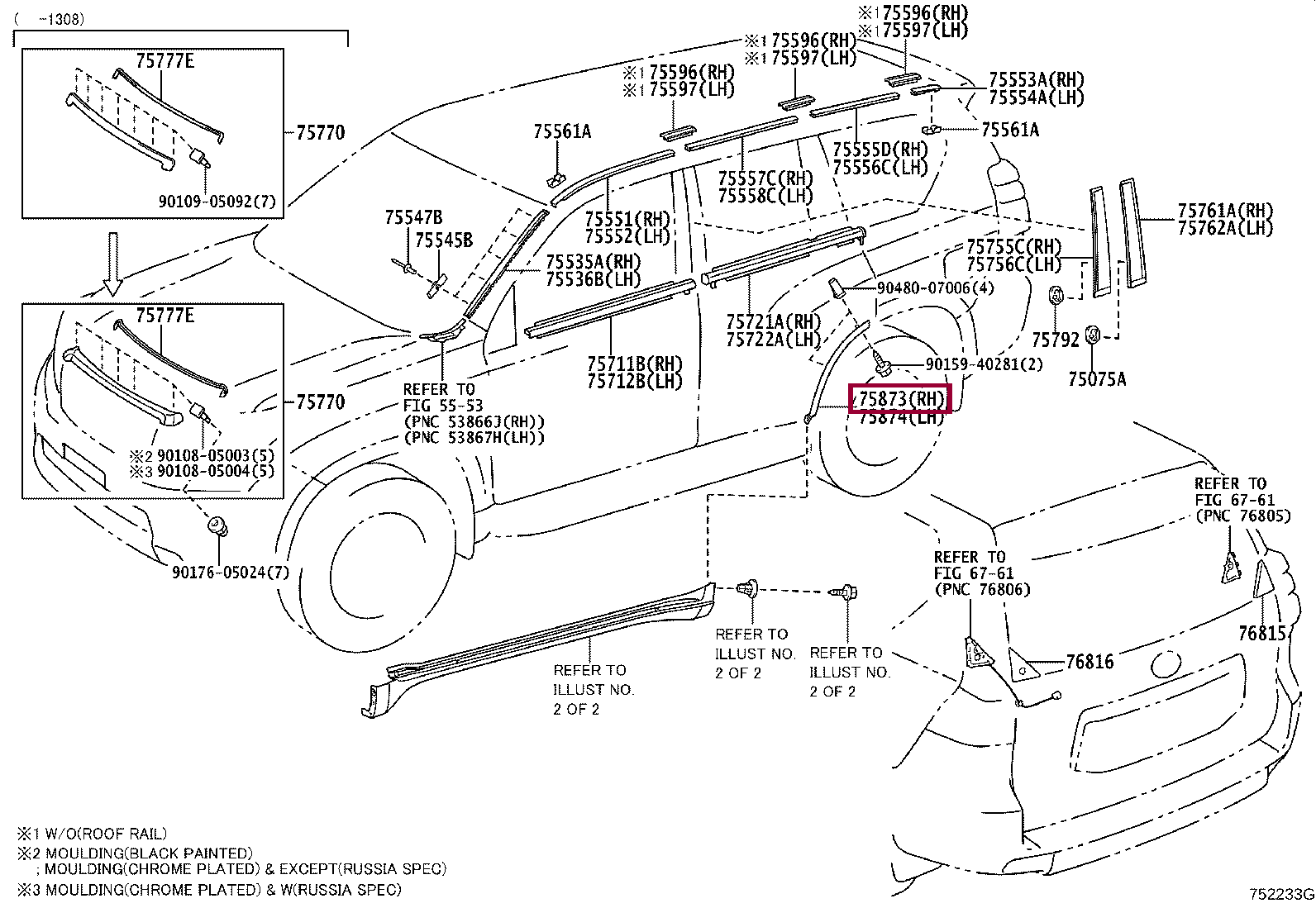 Молдинг арки задней правой lc150 Молдинг арки задней правой lc150 7587360030