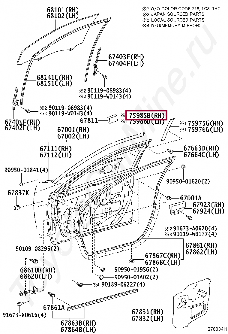STRIPE, FRONT DOOR, NO.3 RH STRIPE, FRONT DOOR, NO.3 RH 7598533020
