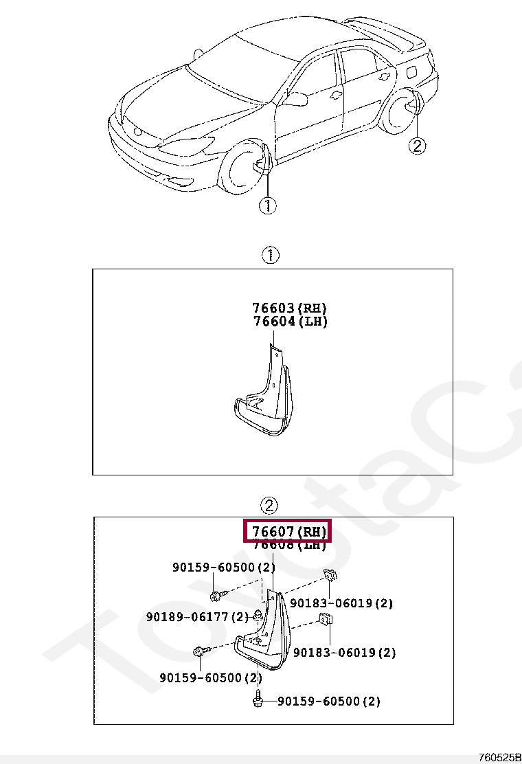 MUDGUARD SUB-ASSY, QUARTER PANEL, REAR RH MUDGUARD SUB-ASSY, QUARTER PANEL, REAR RH 7662533120C0