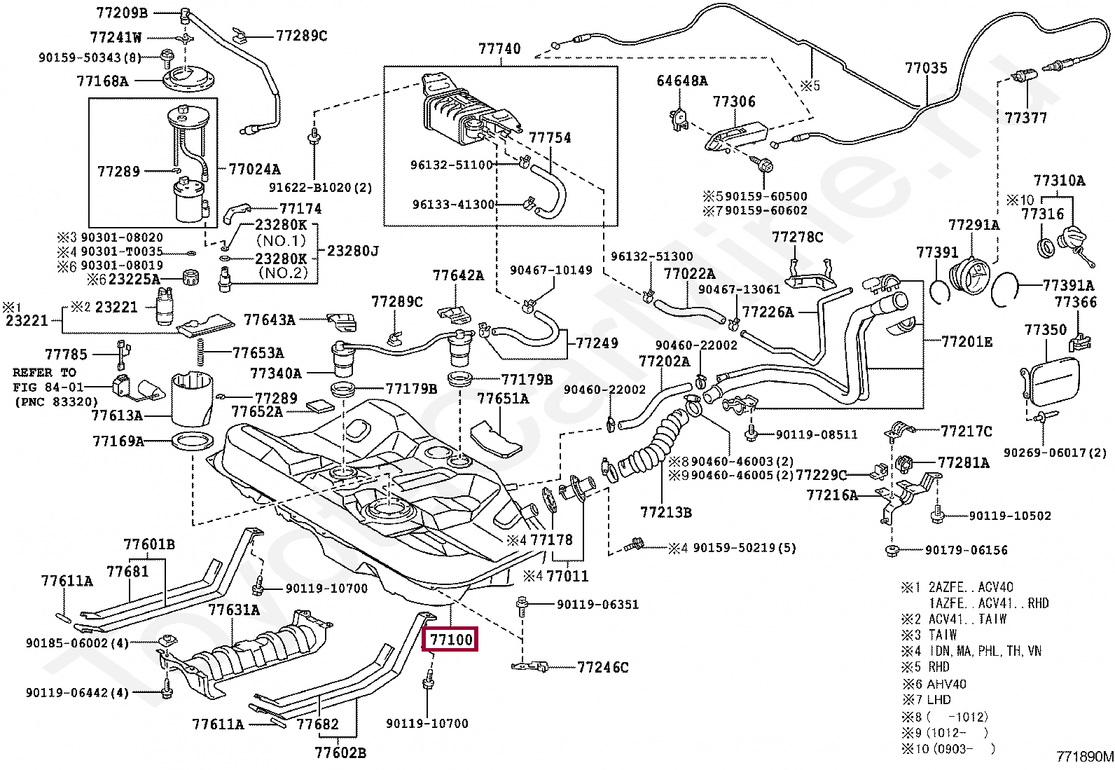 Запчасти Тойота: TANK ASSY, FUEL (7700106071)