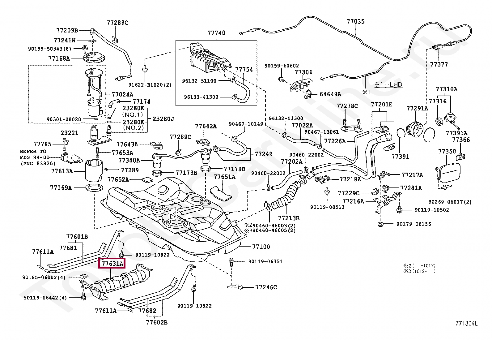 Тепловая защита топливного бака Тепловая защита топливного бака 7763133080