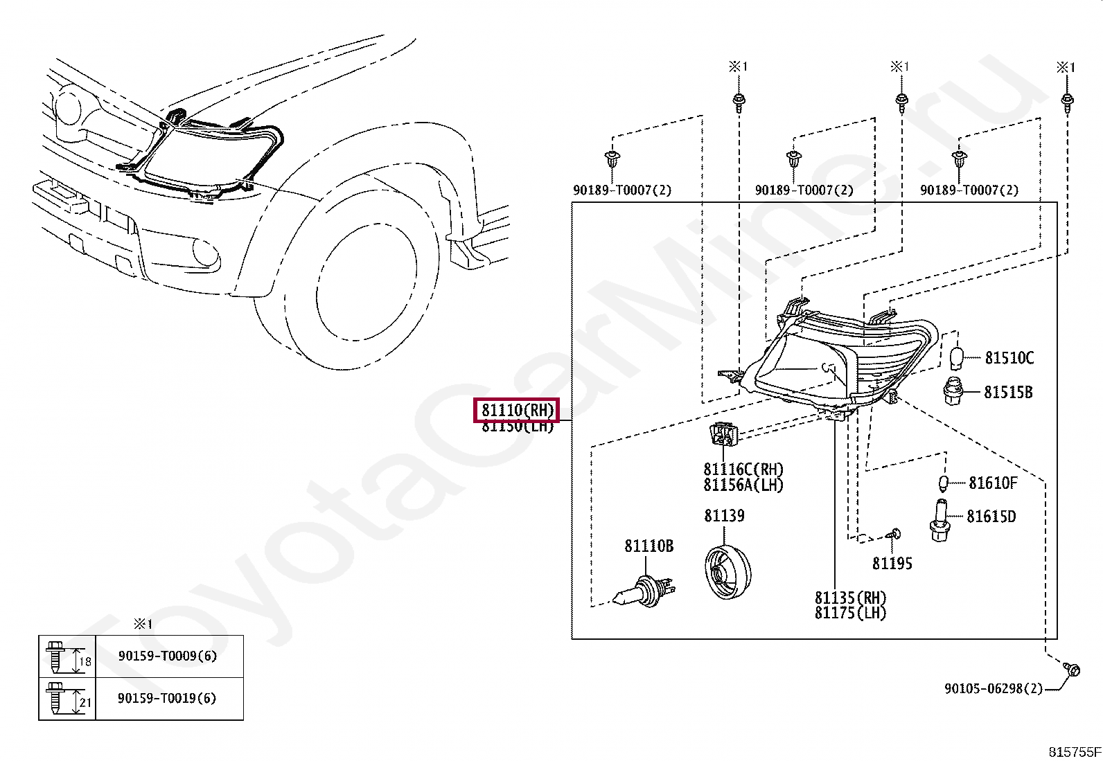 HEADLAMP ASSY, RH HEADLAMP ASSY, RH 811100K401