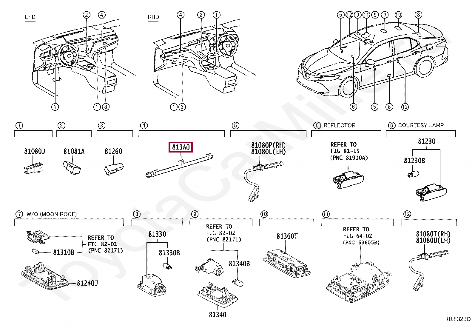 Запчасти Тойота: LAMP ASSY, INSTRUMENT PANEL (813A033010)