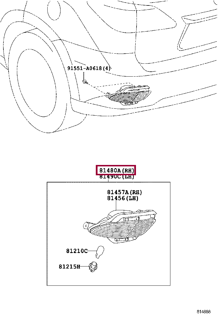 LAMP ASSY, REAR FOG, RH LAMP ASSY, REAR FOG, RH 8148048020