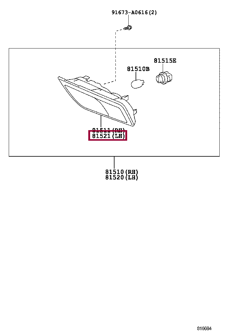 LENS, FRONT TURN SIGNAL LAMP, LH LENS, FRONT TURN SIGNAL LAMP, LH 8152160470