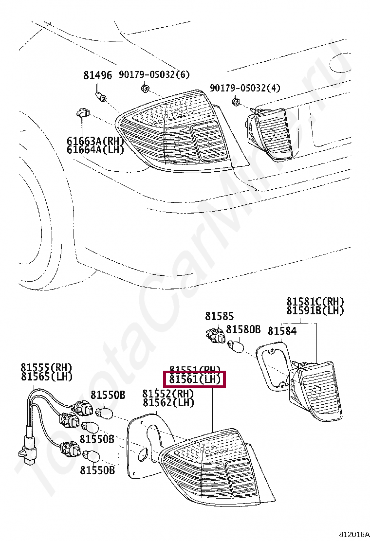LENS, REAR COMBINATION LAMP, LH LENS, REAR COMBINATION LAMP, LH 8156120A00