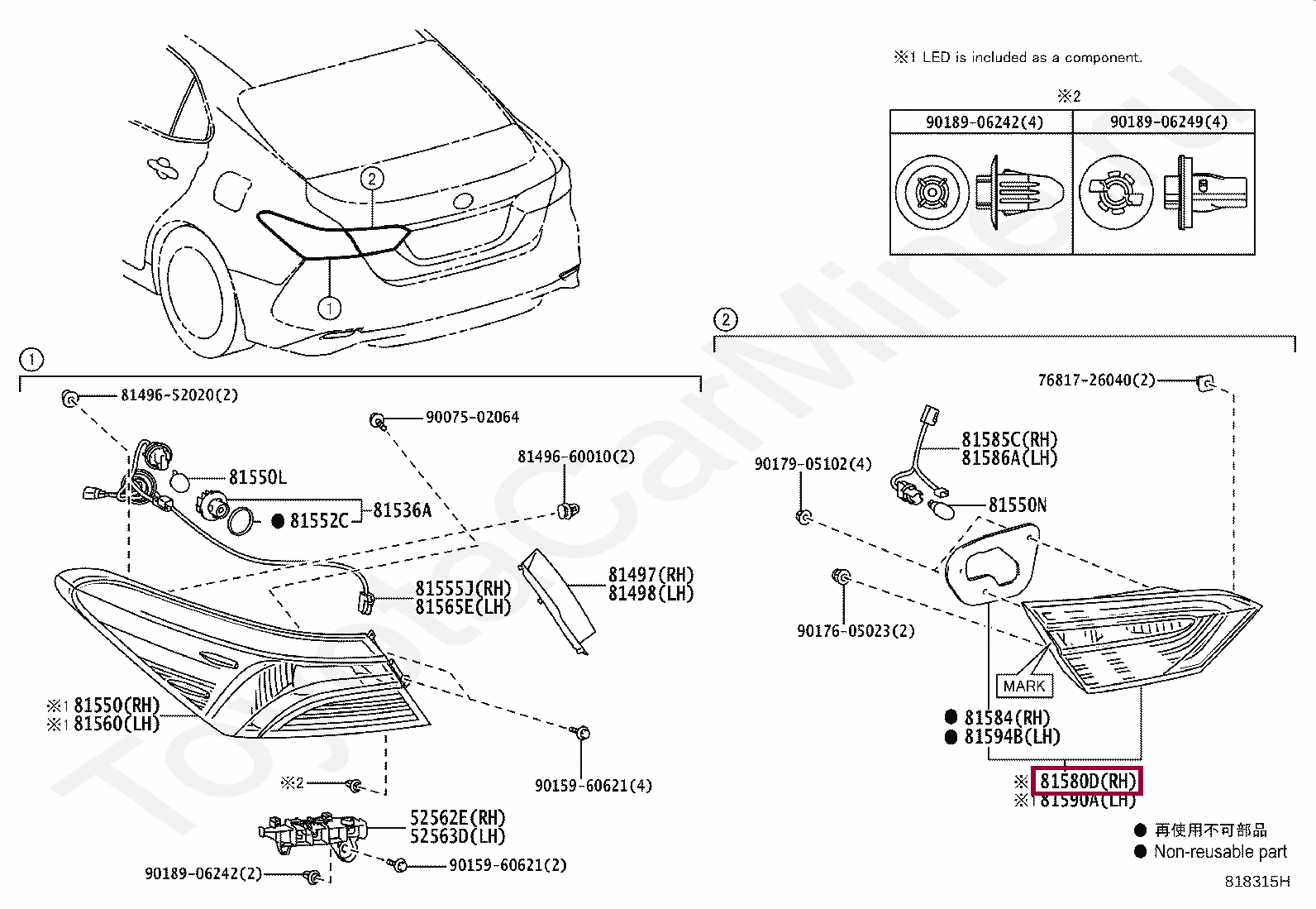 LAMP ASSY, REAR, RH LAMP ASSY, REAR, RH 81580WY040