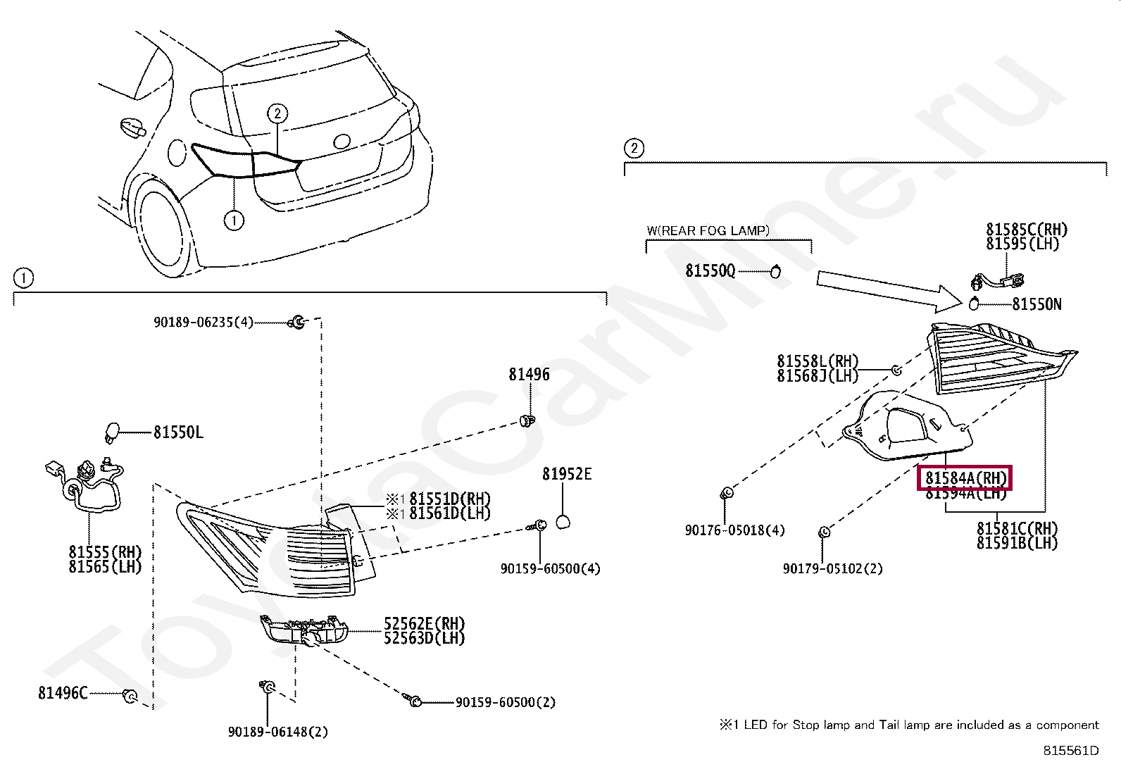 GASKET, REAR LAMP RH GASKET, REAR LAMP RH 8158476020