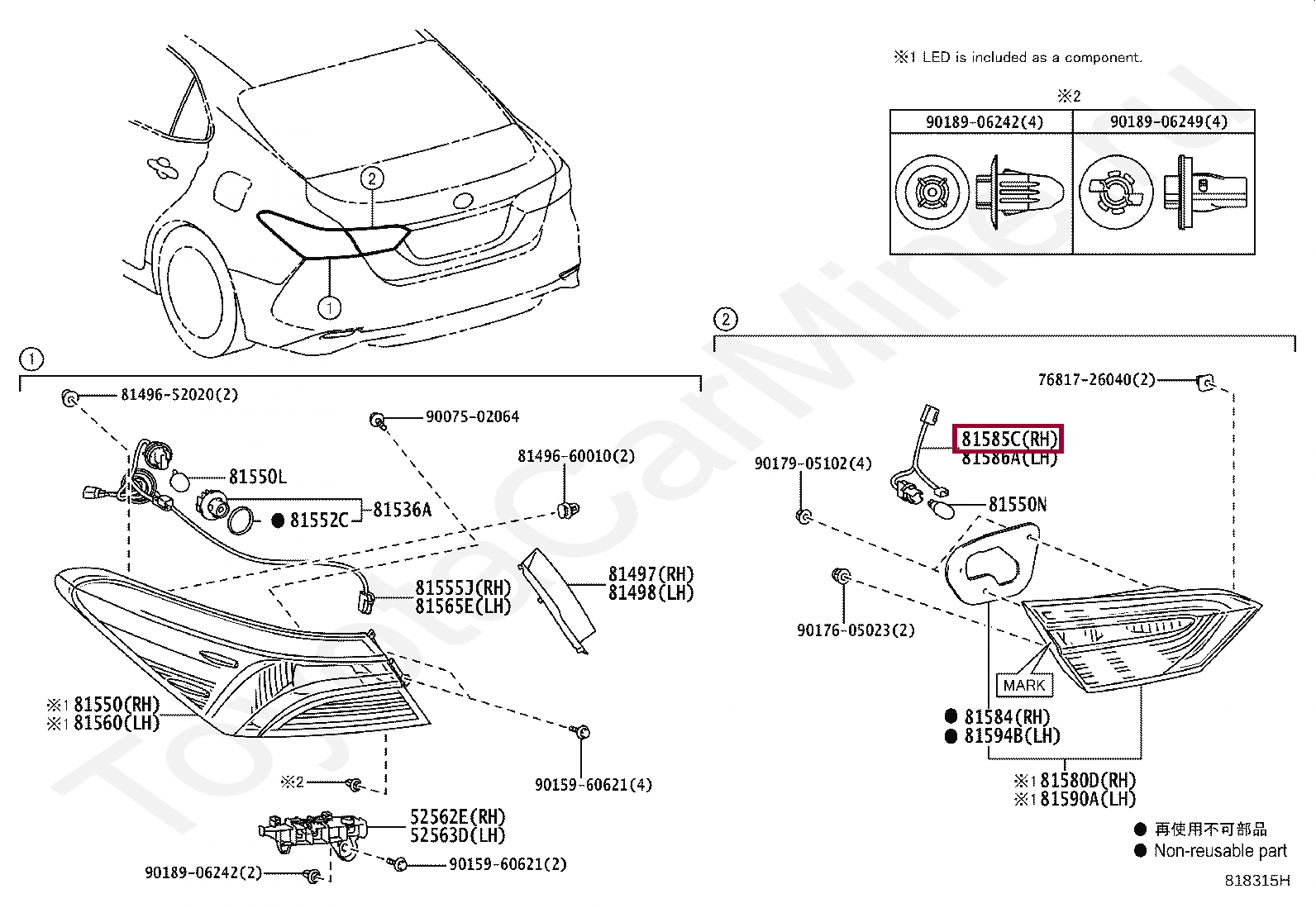 SOCKET & WIRE, REAR LAMP, LH SOCKET & WIRE, REAR LAMP, LH 8158533350