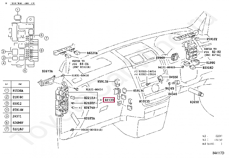 Тойота ипсум предохранители в салоне Запчасти Тойота: BLOCK ASSY, INSTRUMENT PANEL JUNCTION (8273044061)