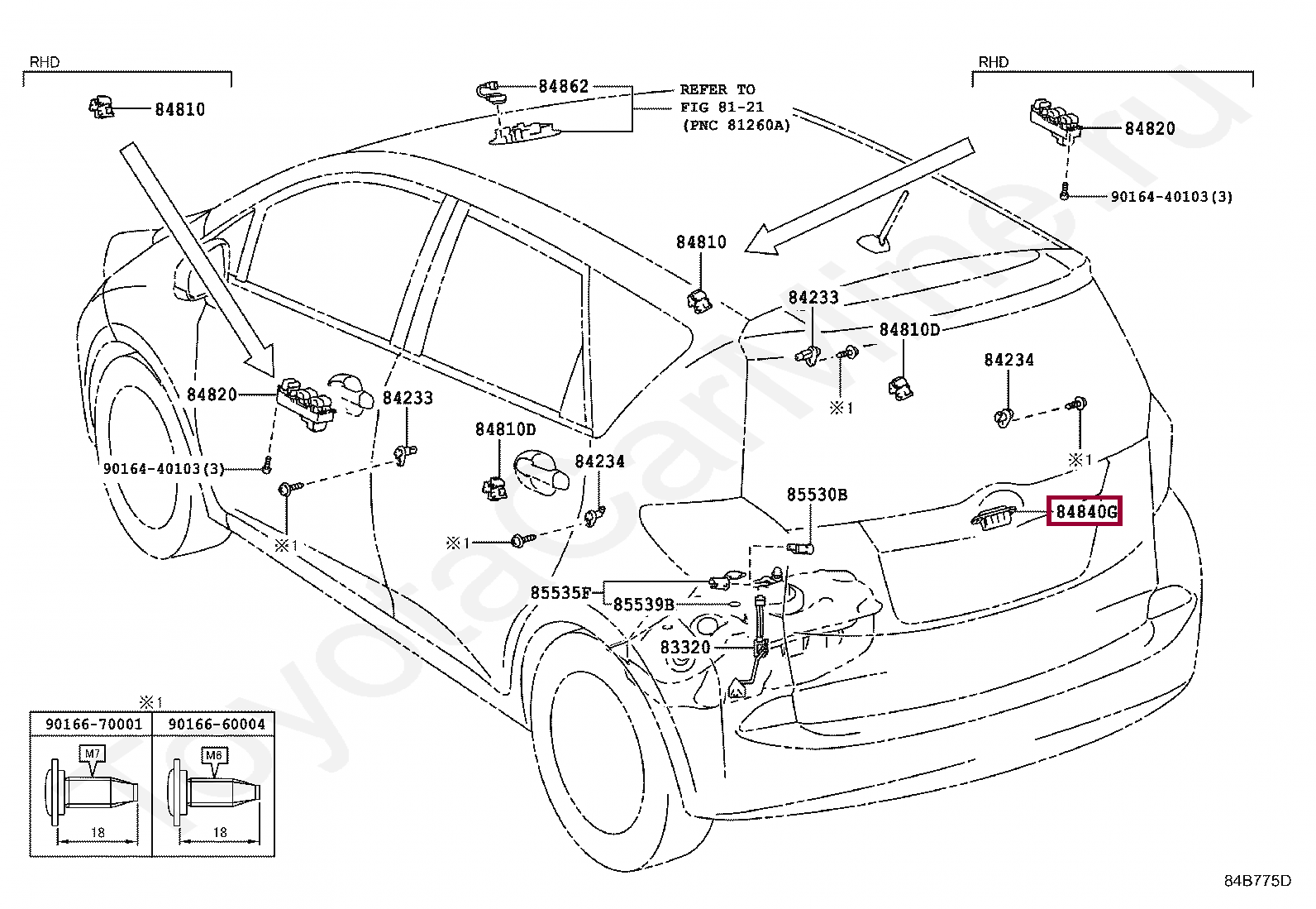 Кнопка открывания замка багажника Кнопка открывания замка багажника 8484028040