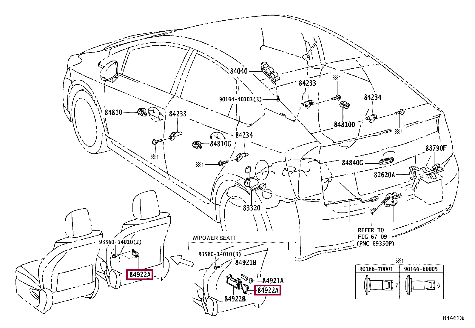 Запчасти Тойота SWITCH, FRONT POWER SEAT(FOR LUMBAR) (8492060090C0)