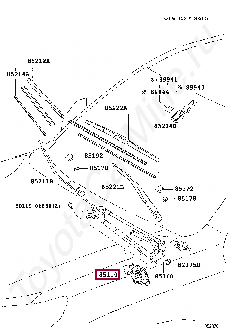MOTOR ASSY, WINDSHIELD WIPER MOTOR ASSY, WINDSHIELD WIPER 8511060430