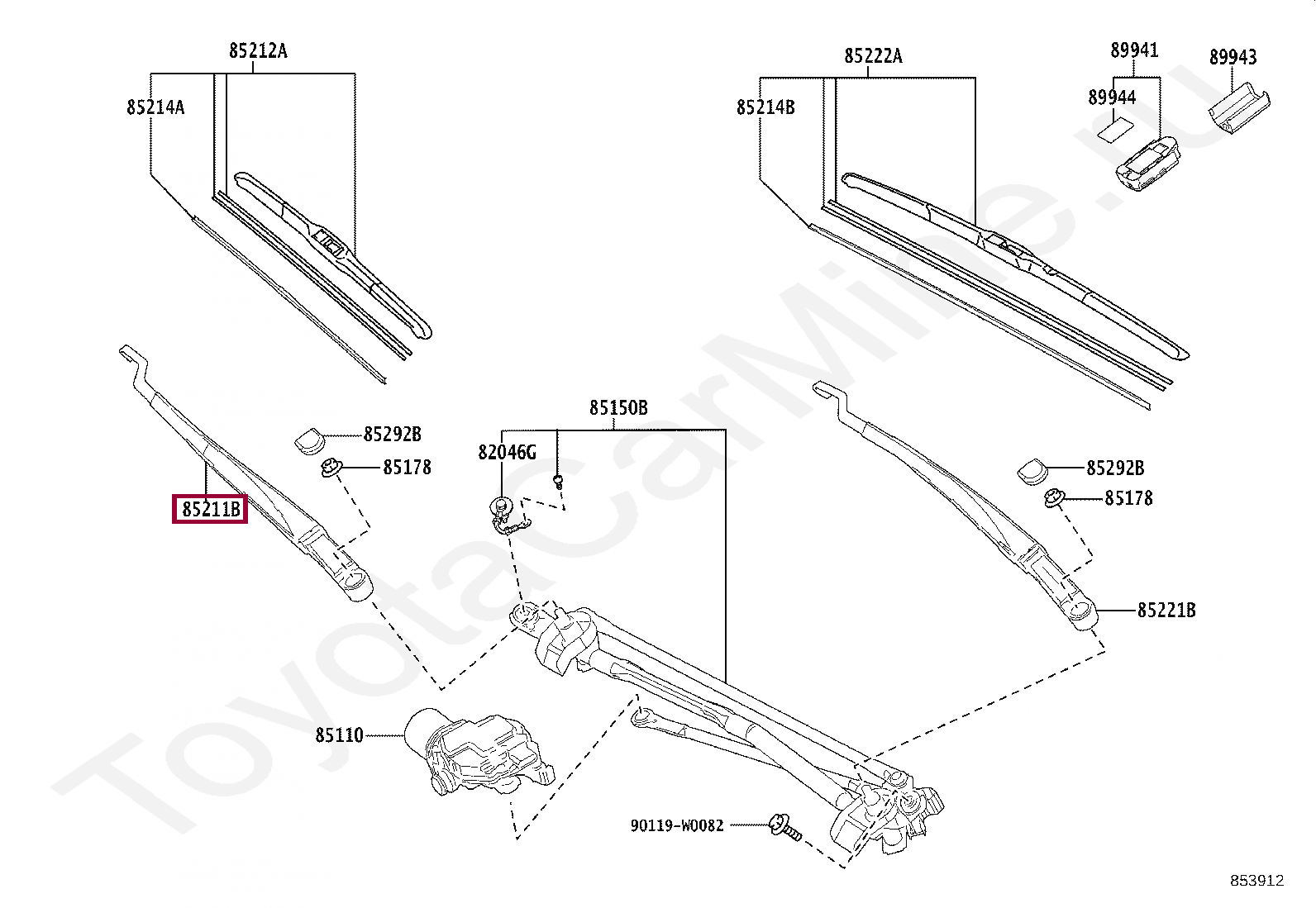 ARM, FRONT WIPER, RH ARM, FRONT WIPER, RH 8521106210