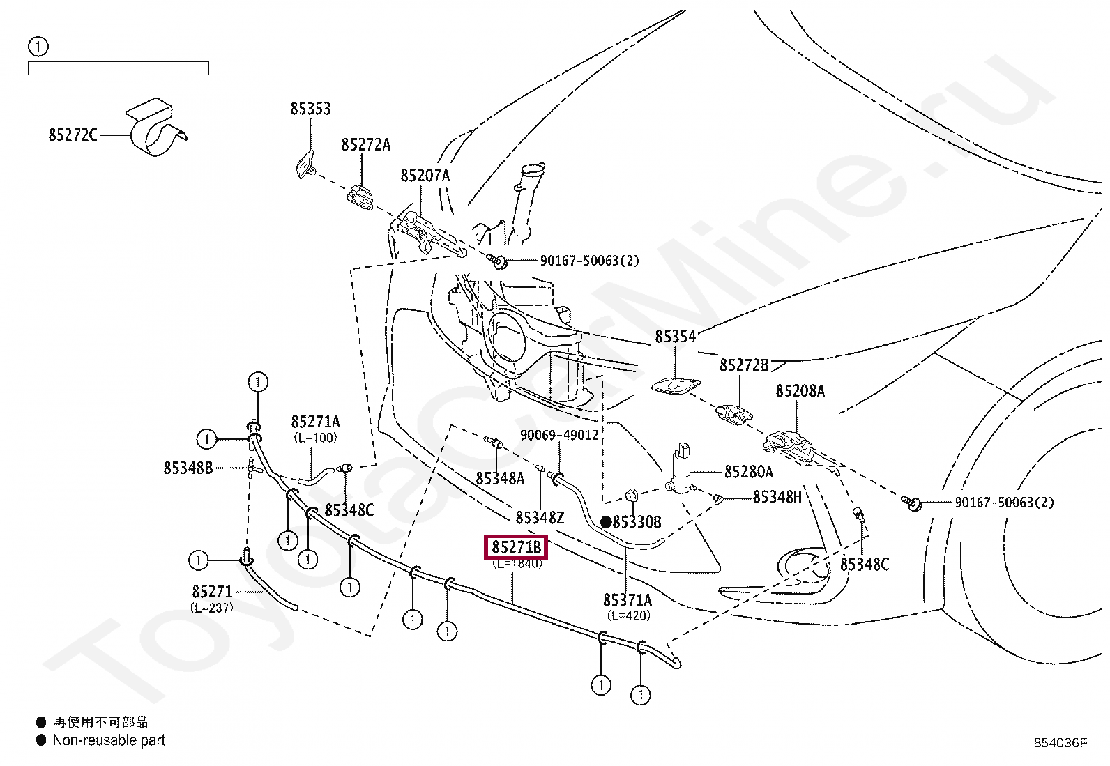 HOSE, HEADLAMP CLEANER, NO.3 HOSE, HEADLAMP CLEANER, NO.3 852710W060