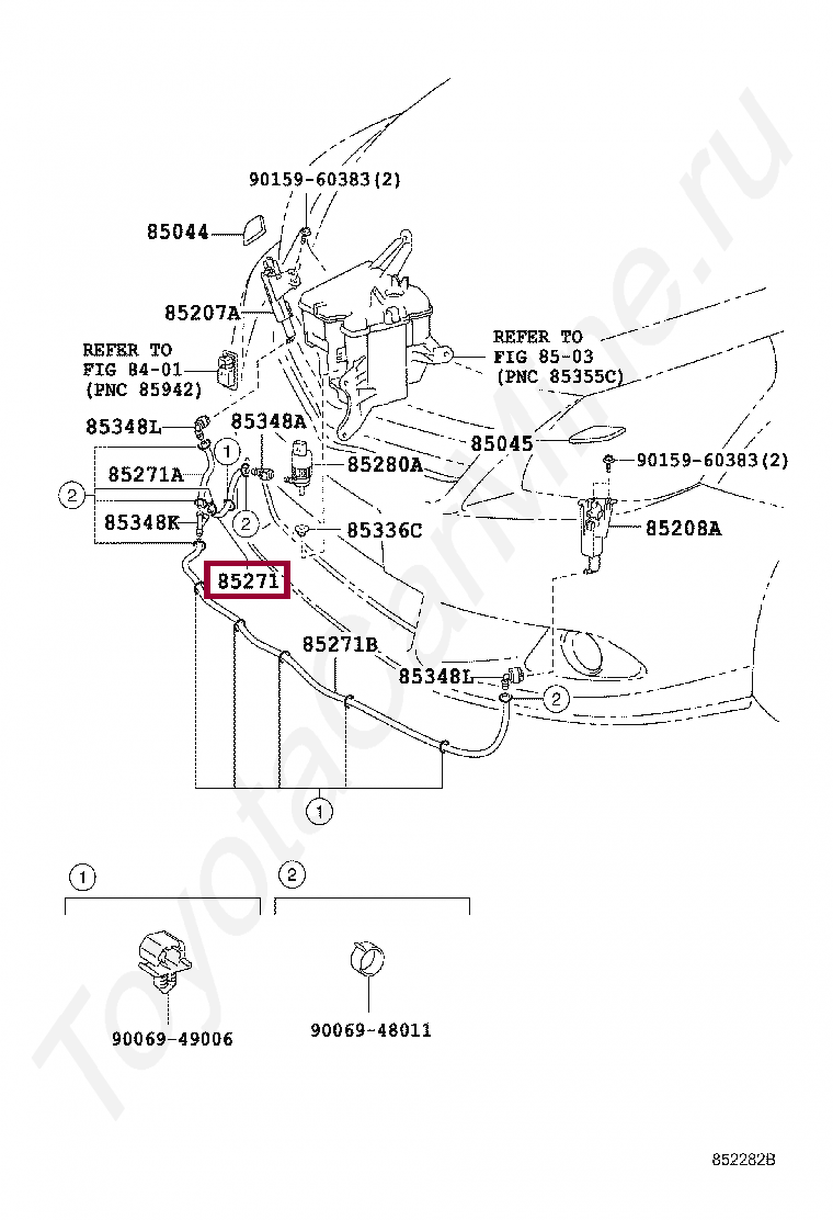 HOSE, HEADLAMP CLEANER, NO.1 HOSE, HEADLAMP CLEANER, NO.1 852760F050