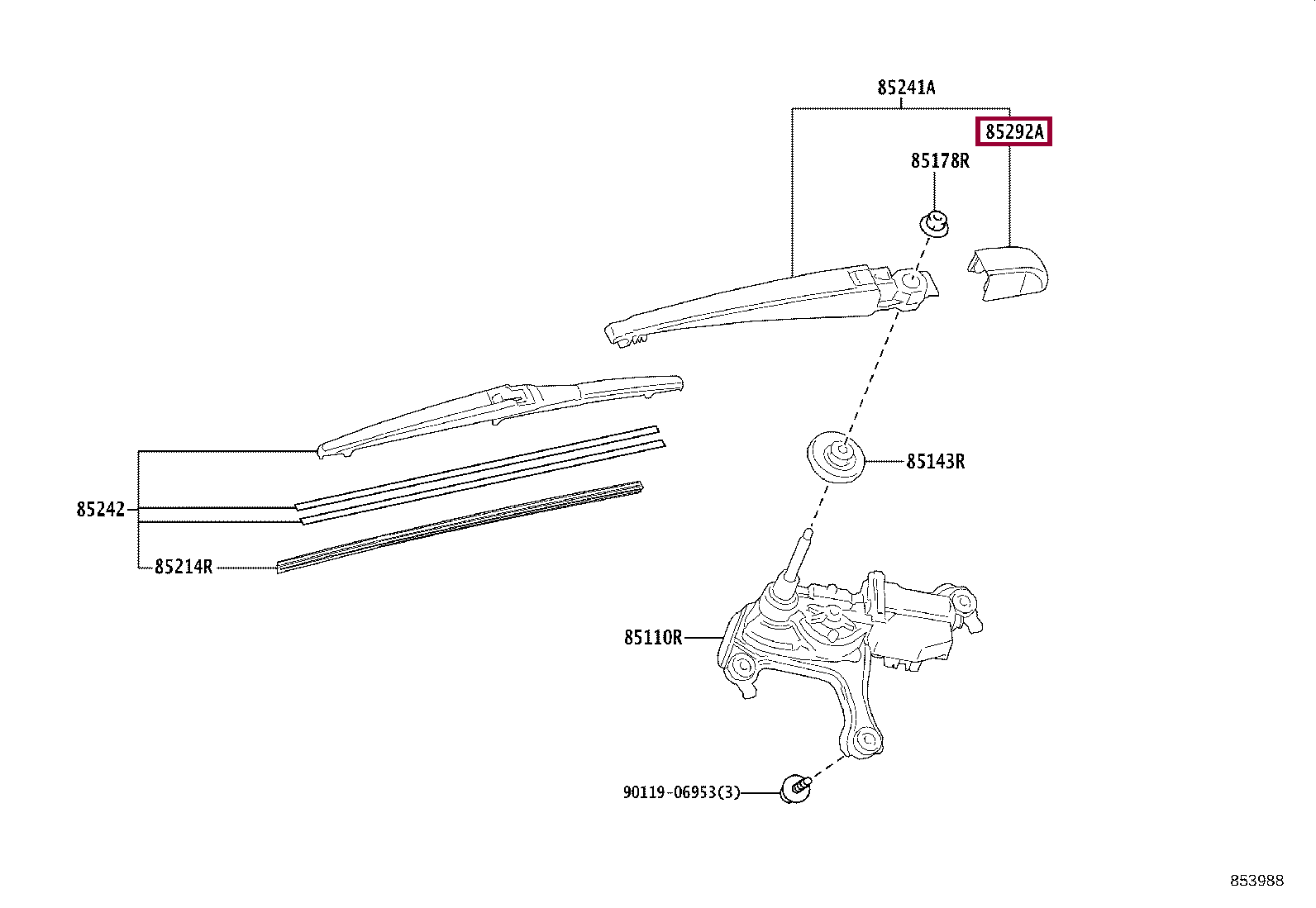 CAP, REAR WIPER ARM HEAD CAP, REAR WIPER ARM HEAD 8529247060