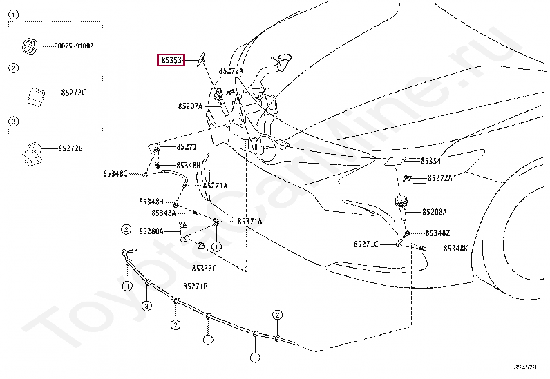 COVER, HEADLAMP WASHER, RH COVER, HEADLAMP WASHER, RH 8535333050A0