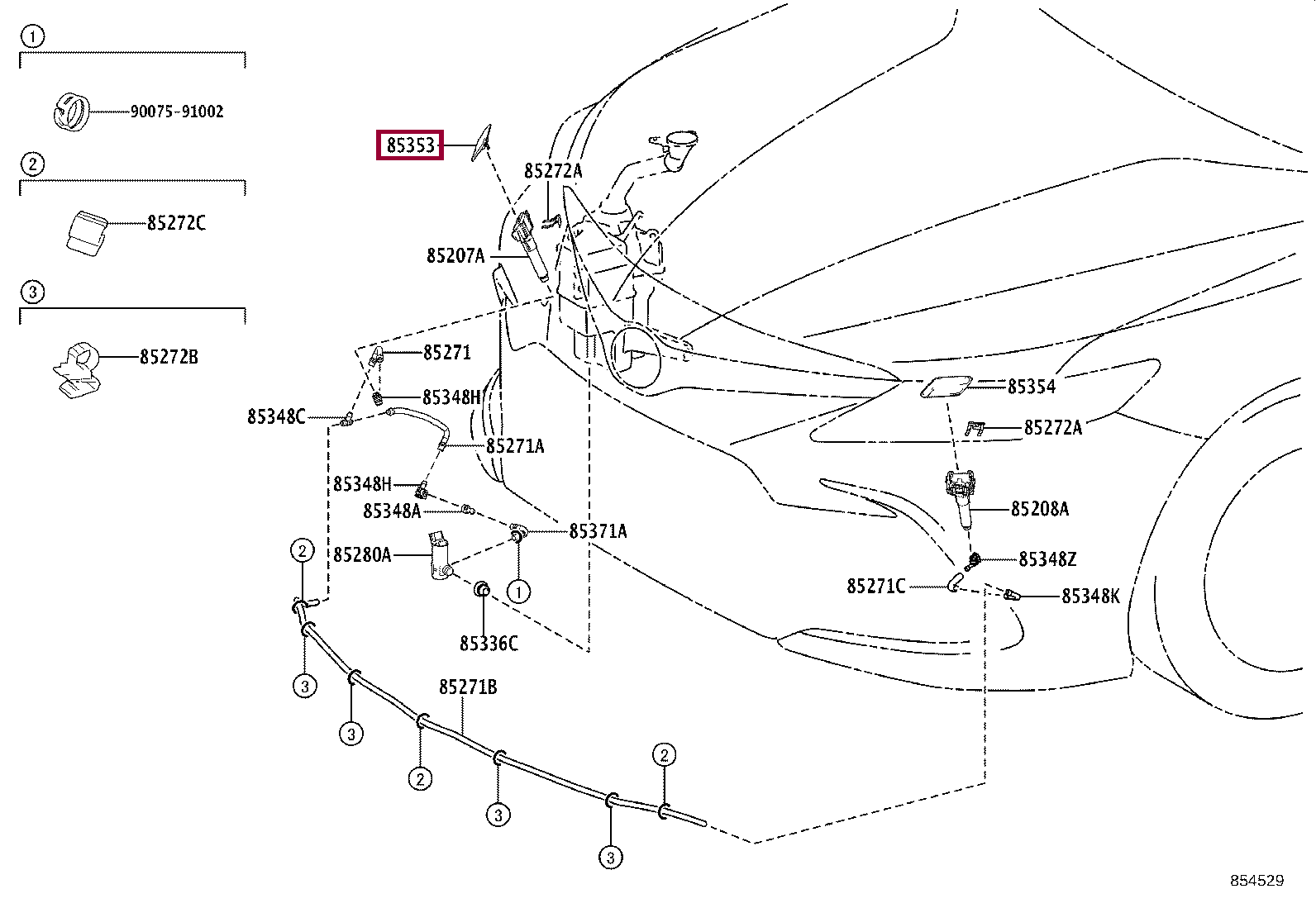 COVER, HEADLAMP WASHER, RH COVER, HEADLAMP WASHER, RH 8535333050A1