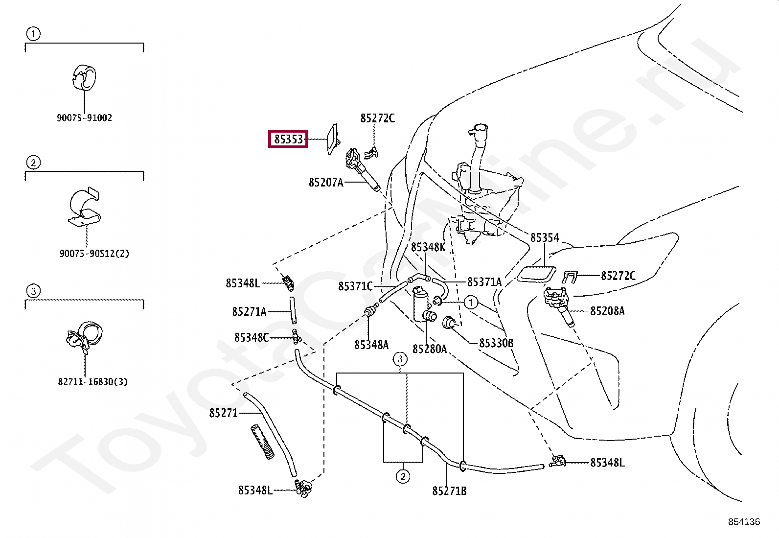 COVER, HEADLAMP WASHER, RH COVER, HEADLAMP WASHER, RH 8535360090A0