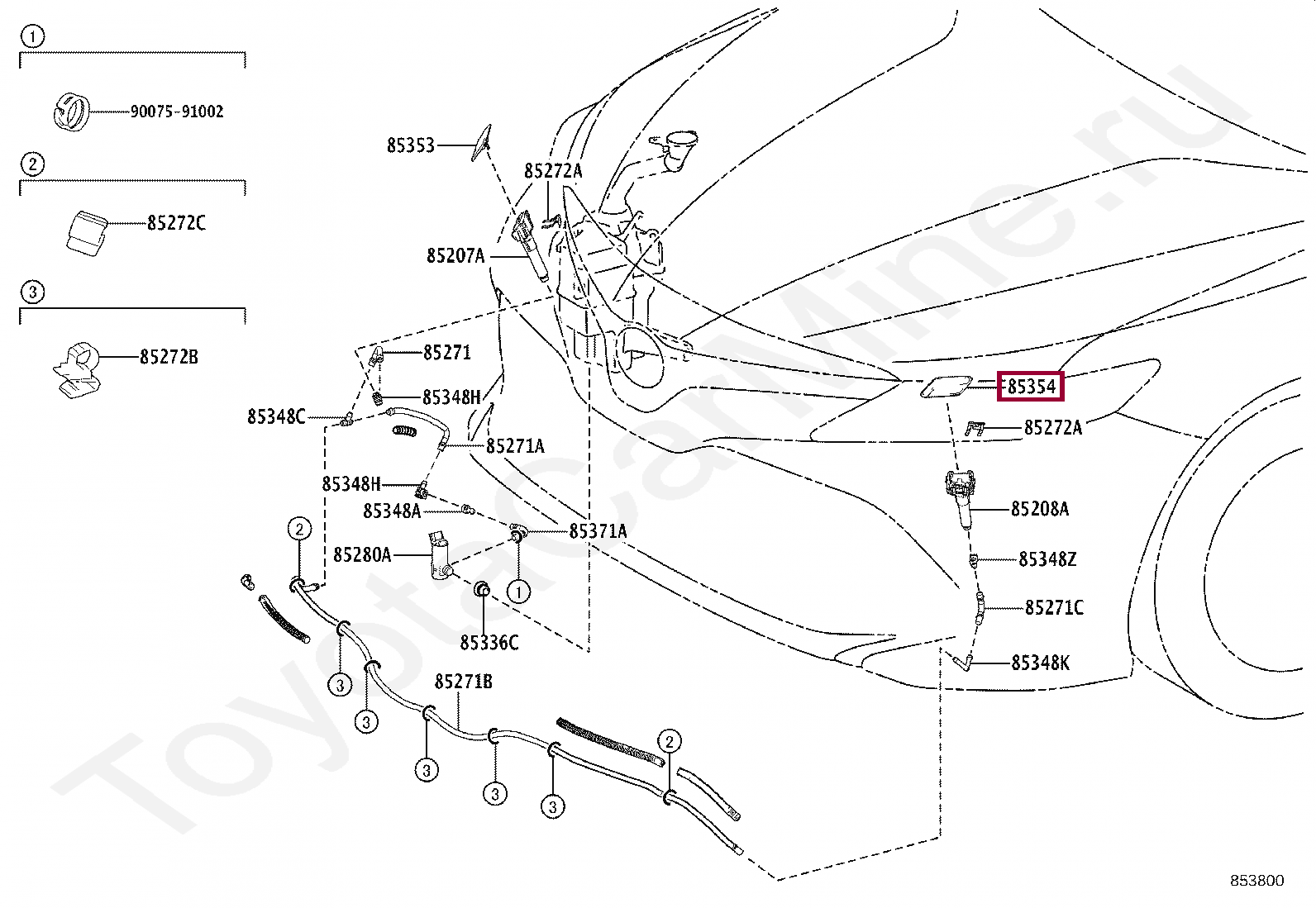 Крышка форсунки омывателя левая Крышка форсунки омывателя левая 8535433020B0