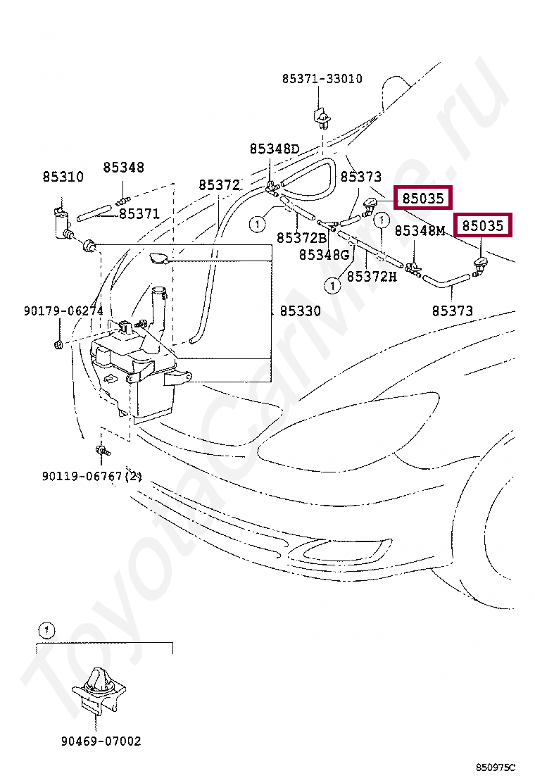 Форсунки омывателя лобового стекла Форсунки омывателя лобового стекла 85381AA042