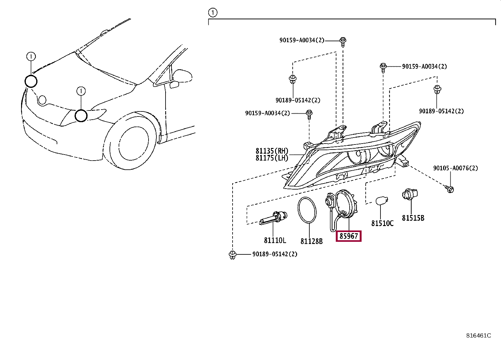 Запчасти Тойота COMPUTER, LIGHT CONTROL (8596708020)
