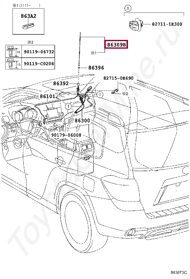 ШТОК АНТЕНЫ \POLE SUB-ASSY, PULL ШТОК АНТЕНЫ \POLE SUB-ASSY, PULL 863090C020