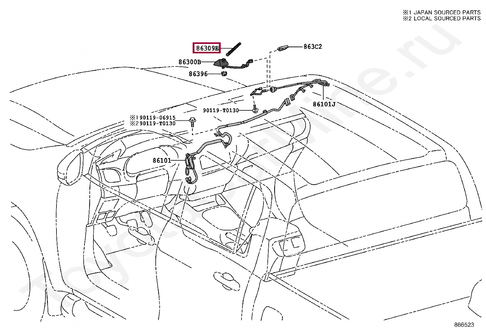 POLE SUB-ASSY, ROOF ANTENNA POLE SUB-ASSY, ROOF ANTENNA 863090K020