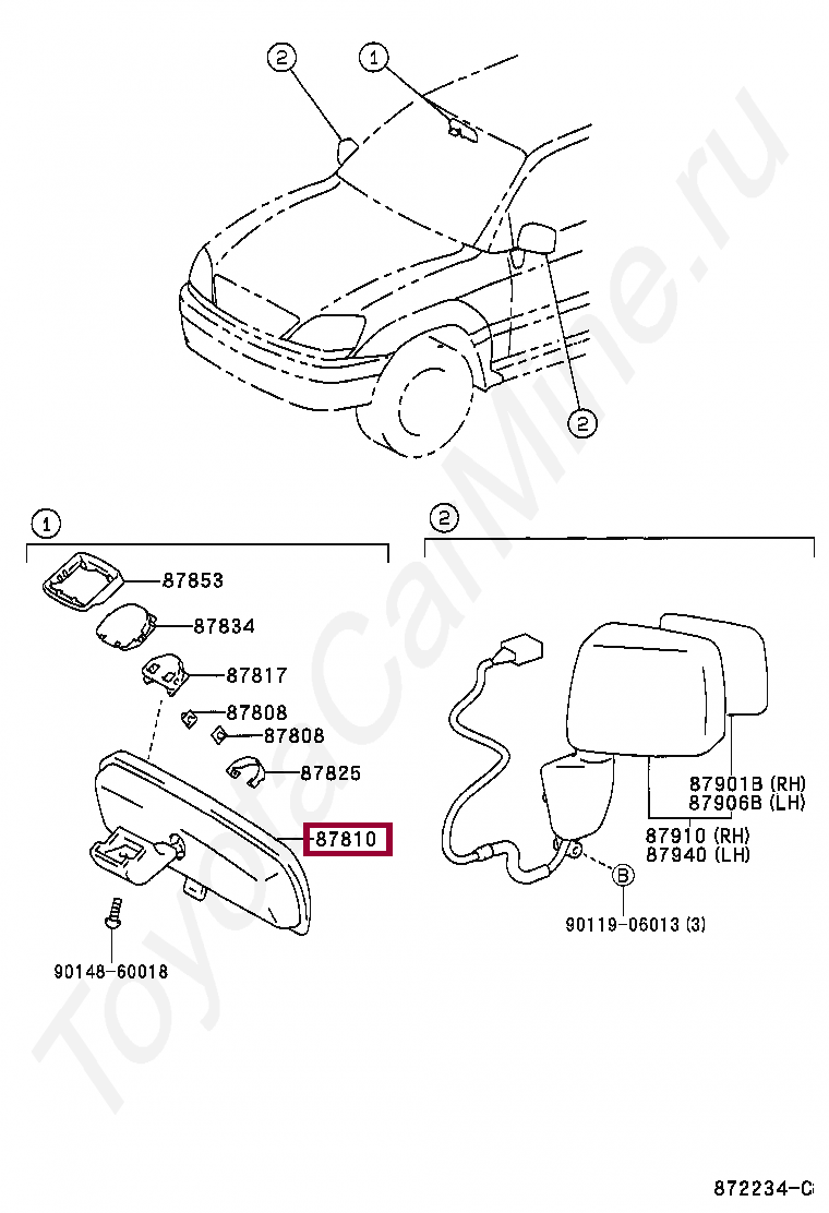 MIRROR ASSY, INNER REAR VIEW MIRROR ASSY, INNER REAR VIEW 8781048040B0