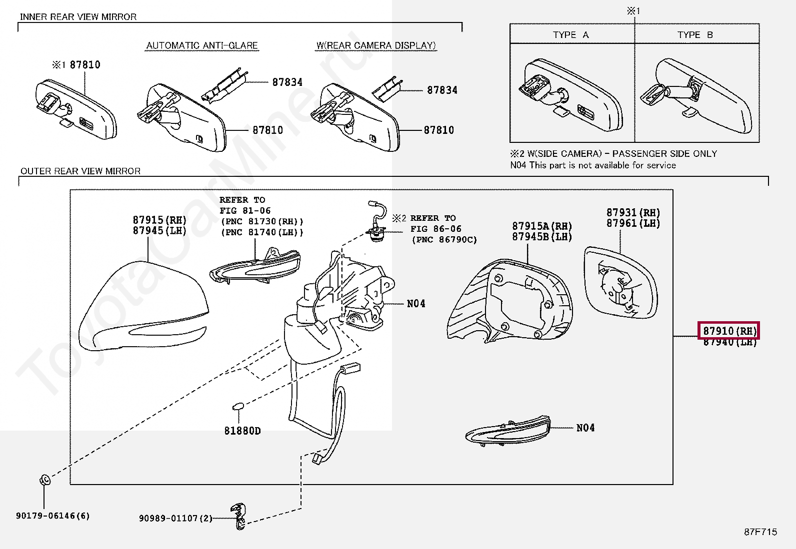 MIRROR ASSY, OUTER REAR VIEW, RH MIRROR ASSY, OUTER REAR VIEW, RH 8791048571C0