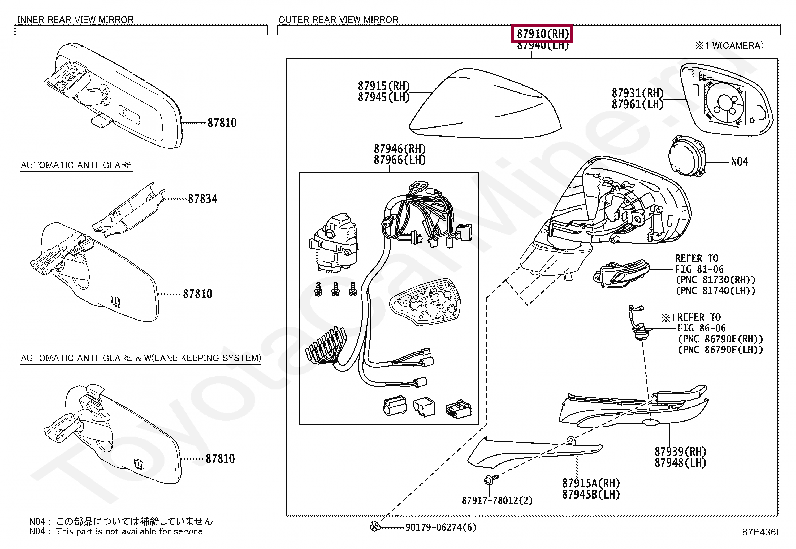 MIRROR ASSY, OUTER REAR VIEW, RH MIRROR ASSY, OUTER REAR VIEW, RH 8791078181J0