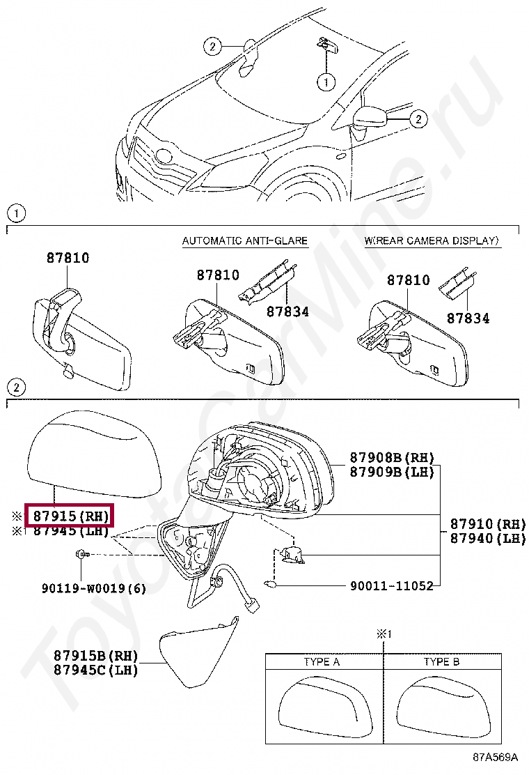 КРЫШКА ПРАВОГО ЗЕРКАЛА КРЫШКА ПРАВОГО ЗЕРКАЛА 879150F911