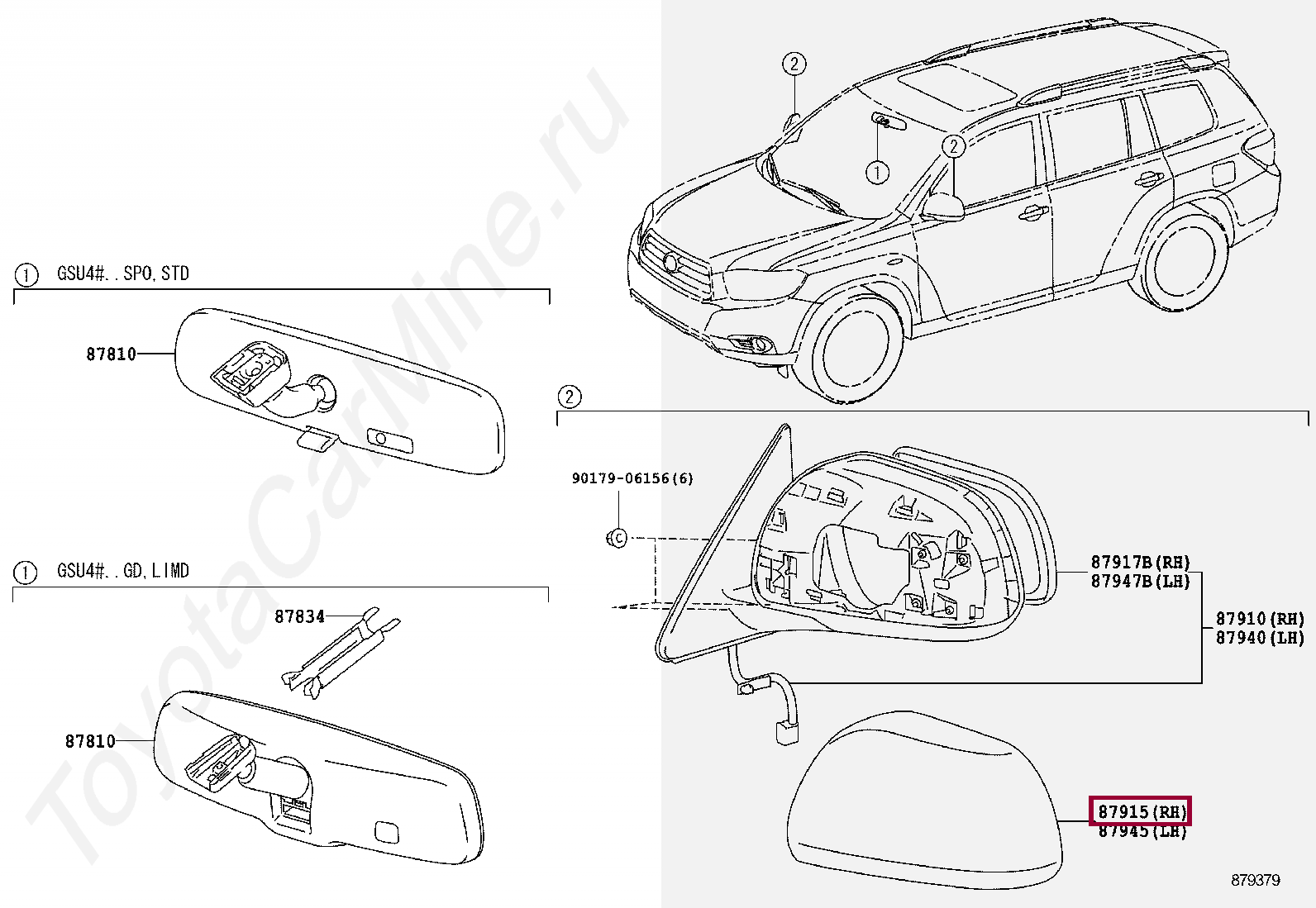 COVER, OUTER MIRROR, RH COVER, OUTER MIRROR, RH 8791548020A0