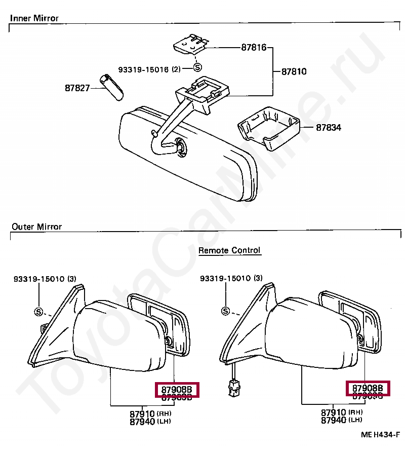 Removal and installation of a saloon rear-view mirror (Opel Vectra C 2002-2008: 