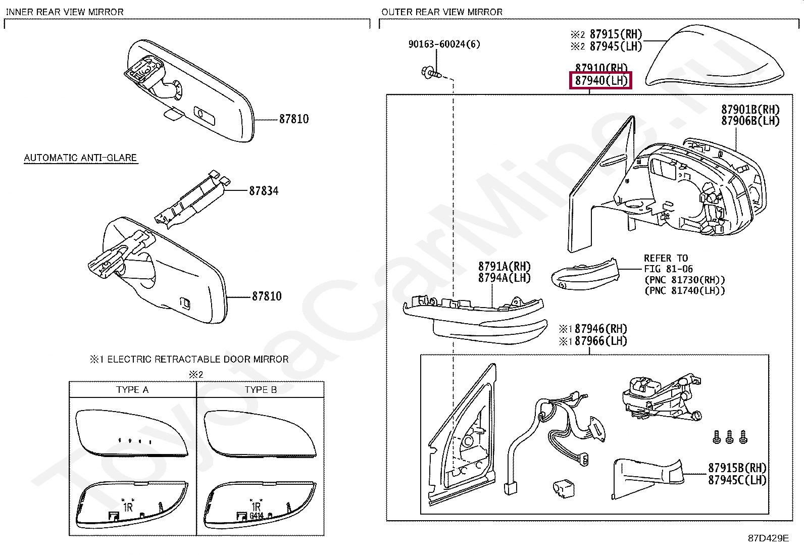 MIRROR ASSY, OUTER REAR VIEW, LH MIRROR ASSY, OUTER REAR VIEW, LH 8794042B90