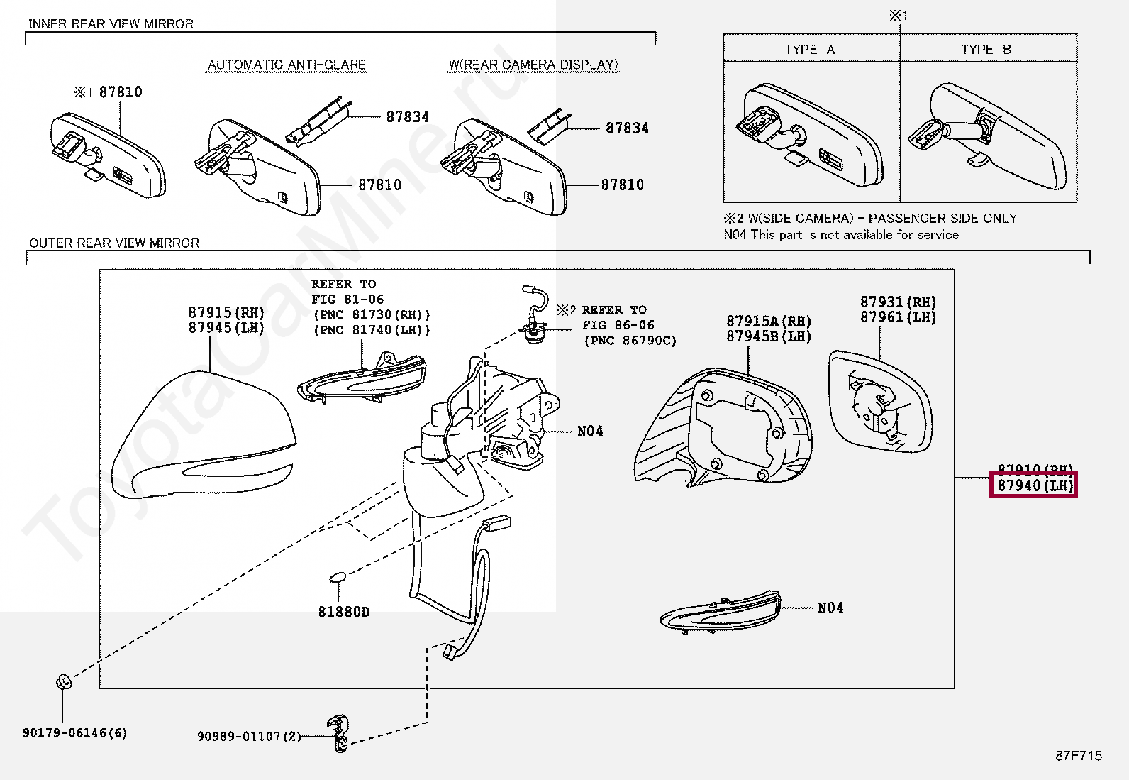 MIRROR ASSY, OUTER REAR VIEW, LH MIRROR ASSY, OUTER REAR VIEW, LH 8794048541J0