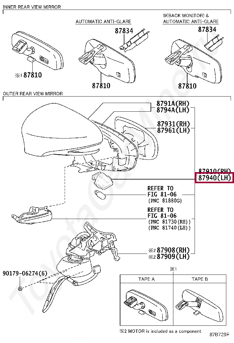 MIRROR ASSY, OUTER REAR VIEW, LH MIRROR ASSY, OUTER REAR VIEW, LH 8794076072A0