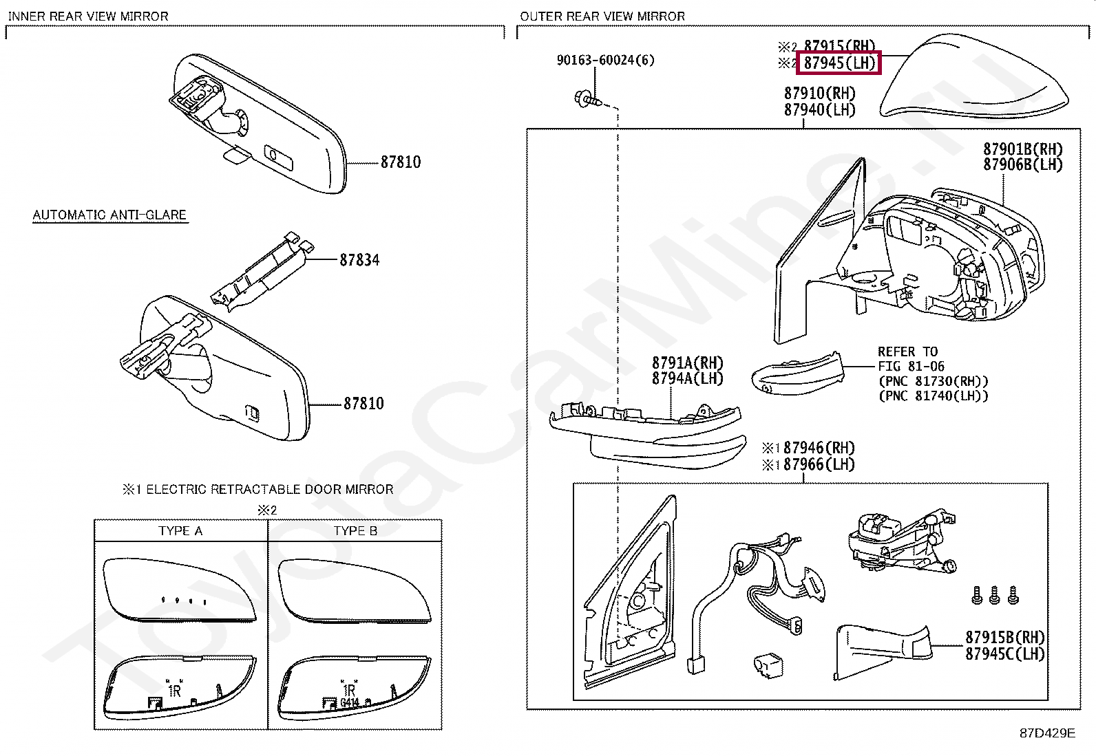 Накладка зеркала заднего обзора левого Накладка зеркала заднего обзора левого 8794548040C3