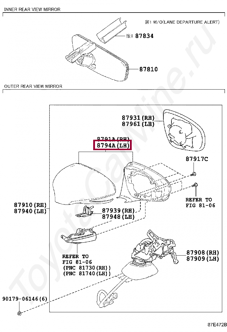 COVER, OUTER MIRROR, LH NO.2 COVER, OUTER MIRROR, LH NO.2 8794A11030A1