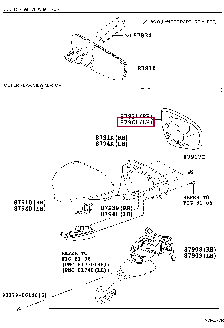 MIRROR OUTER, LH MIRROR OUTER, LH 8796111010