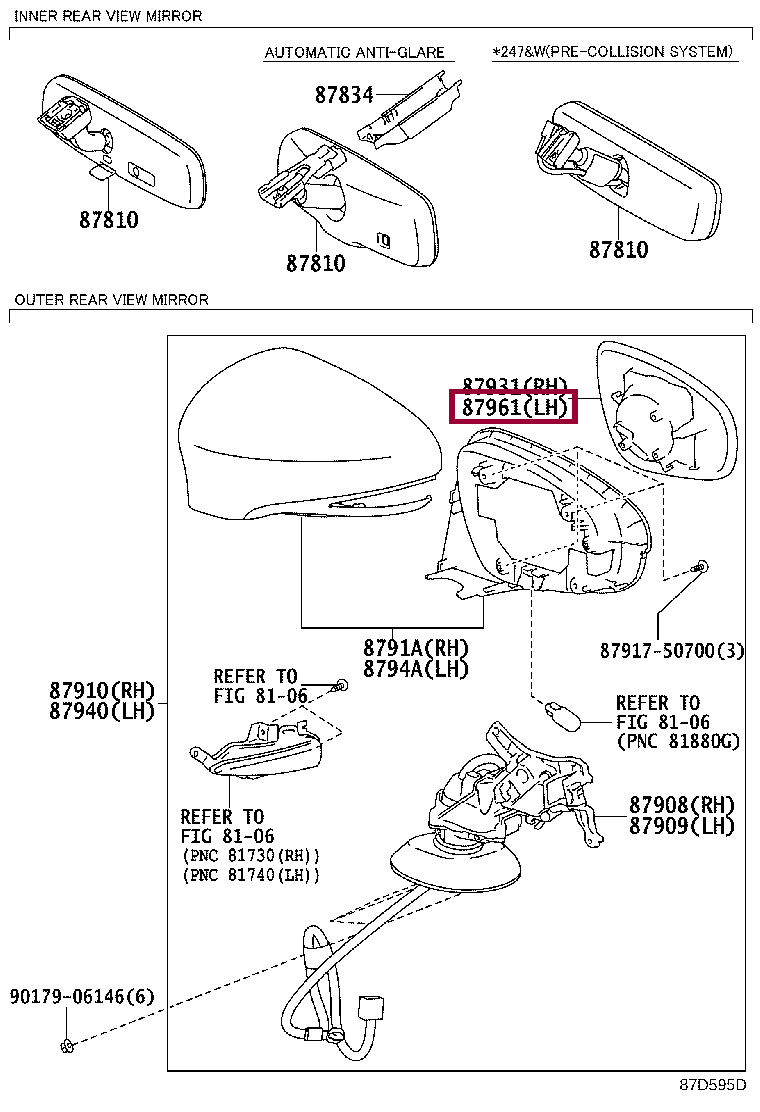MIRROR OUTER, LH MIRROR OUTER, LH 8796133B50