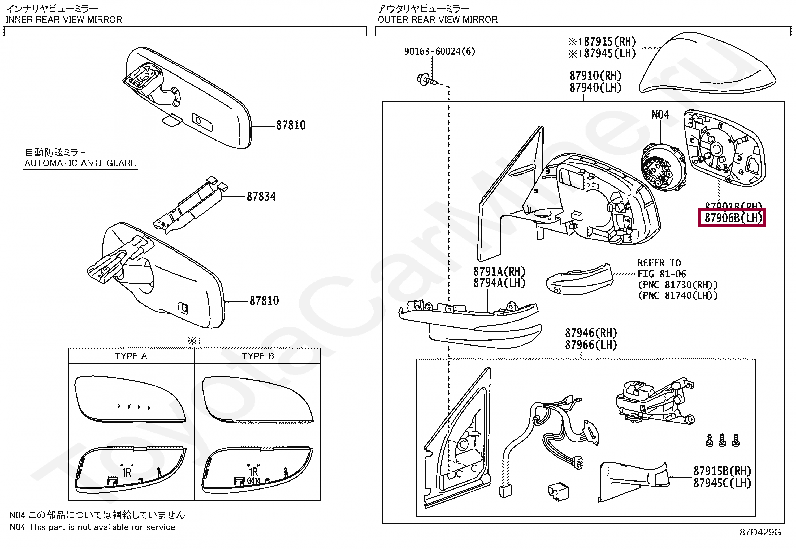 MIRROR SUB-ASSY, OUTER REAR VIEW, LH MIRROR SUB-ASSY, OUTER REAR VIEW, LH 8796142B80