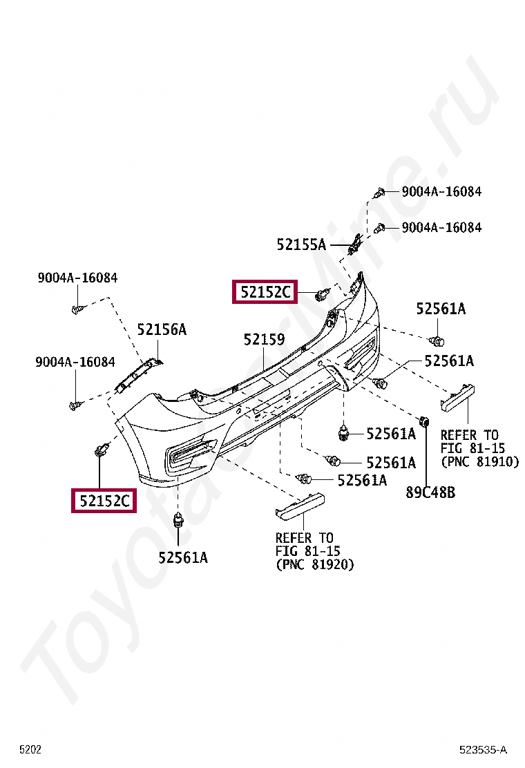 Запчасти Тойота: CLIP, REAR WHEEL HOUSE LINER (9004A46380)