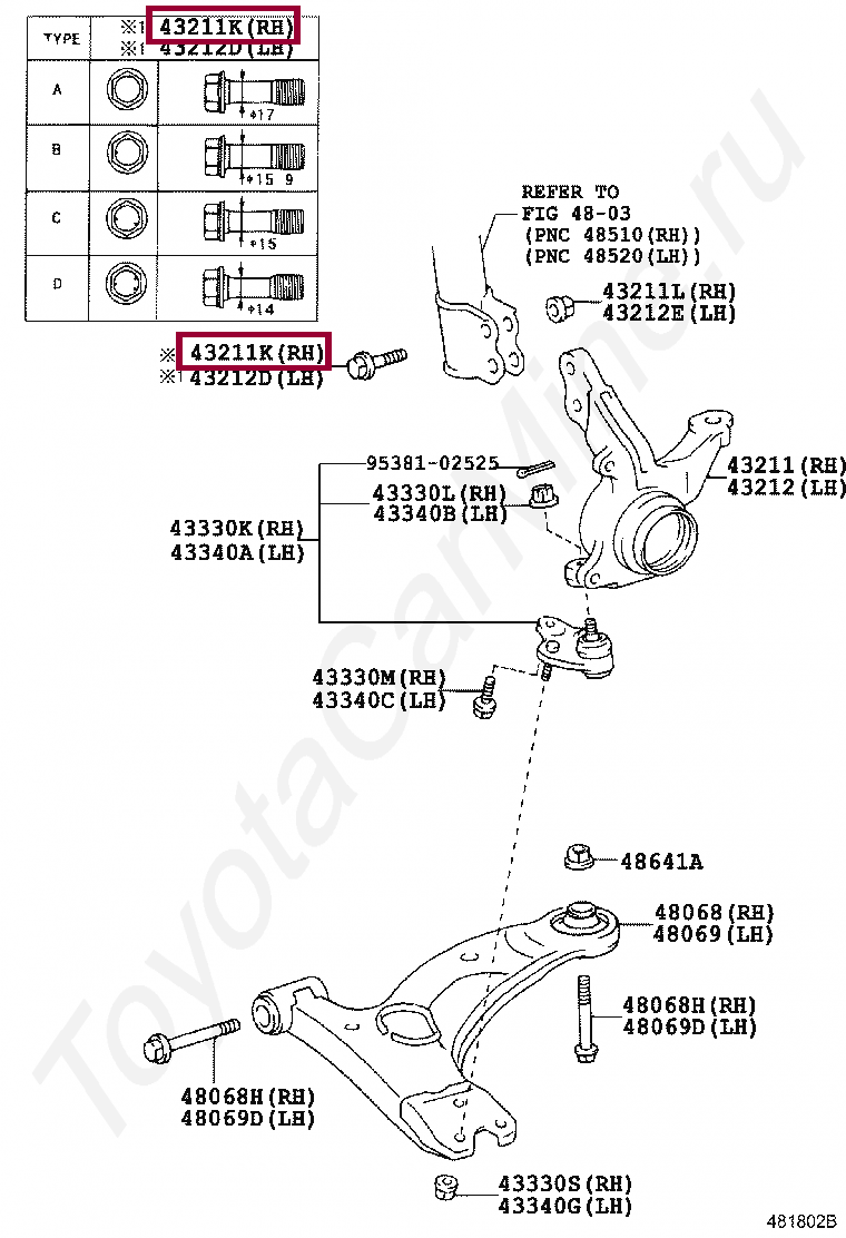 BOLT (FOR STEERING KNUCKLE LH) BOLT (FOR STEERING KNUCKLE LH) 9010517009