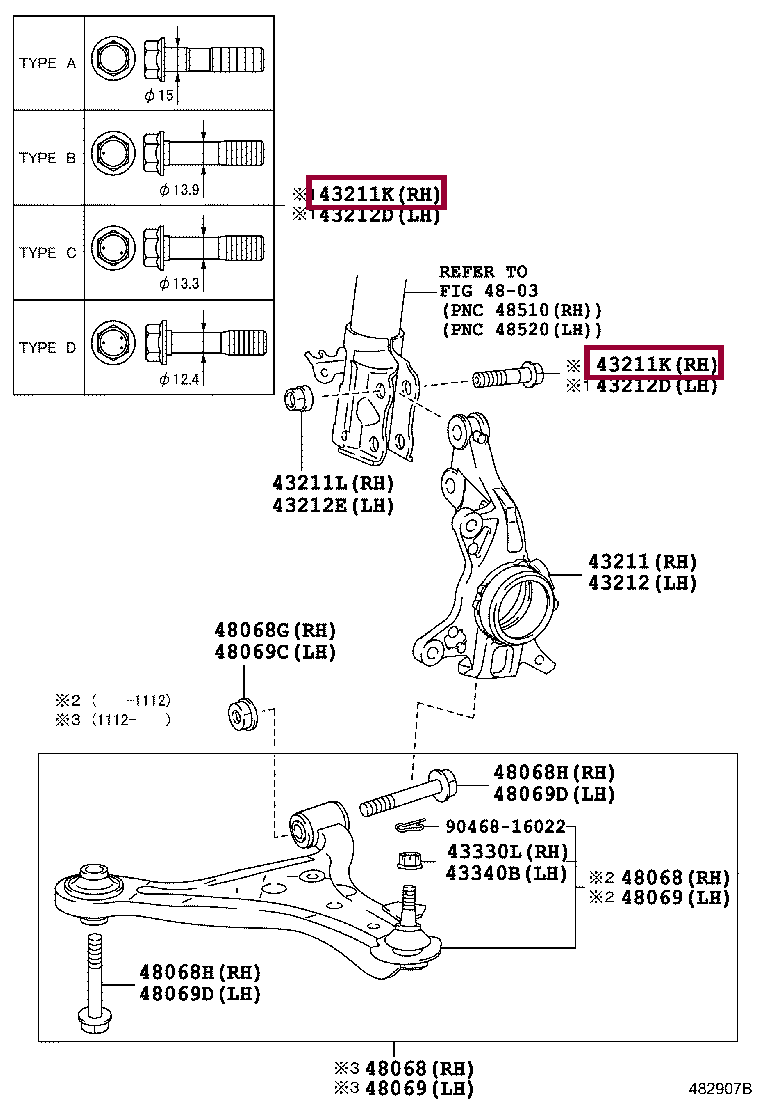 BOLT (FOR STEERING KNUCKLE LH) BOLT (FOR STEERING KNUCKLE LH) 9010915001