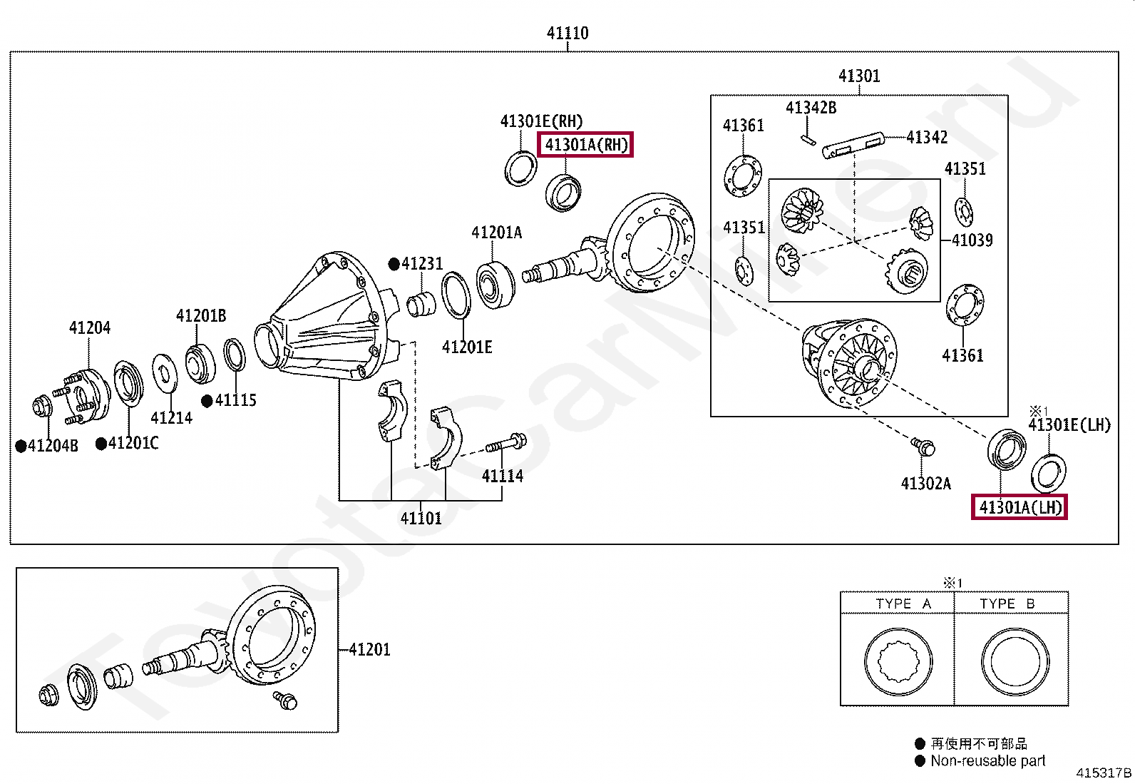 BEARING(FOR REAR DIFFERENTIAL CASE) BEARING(FOR REAR DIFFERENTIAL CASE) 90366T0068